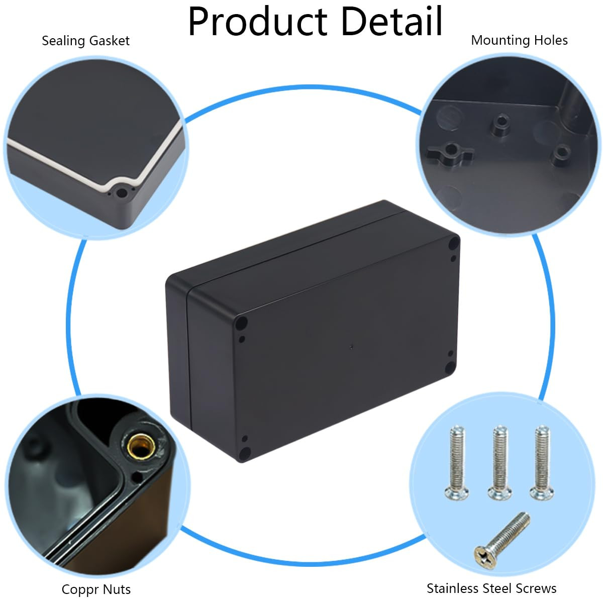 Project Box IP65 Waterproof Junction Box ABS Plastic Black Electrical Boxes DIY