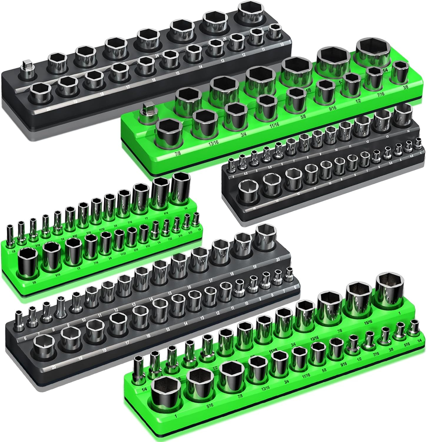 Magnetic Socket Organizer Holder Set for Tool Box Drawer, Toolbox Organization I