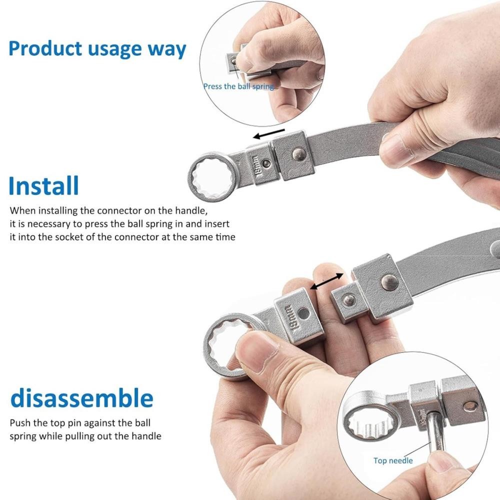 Engine Timing Belt Tensioning Tool Set with Multiple Adapters for Car Repair