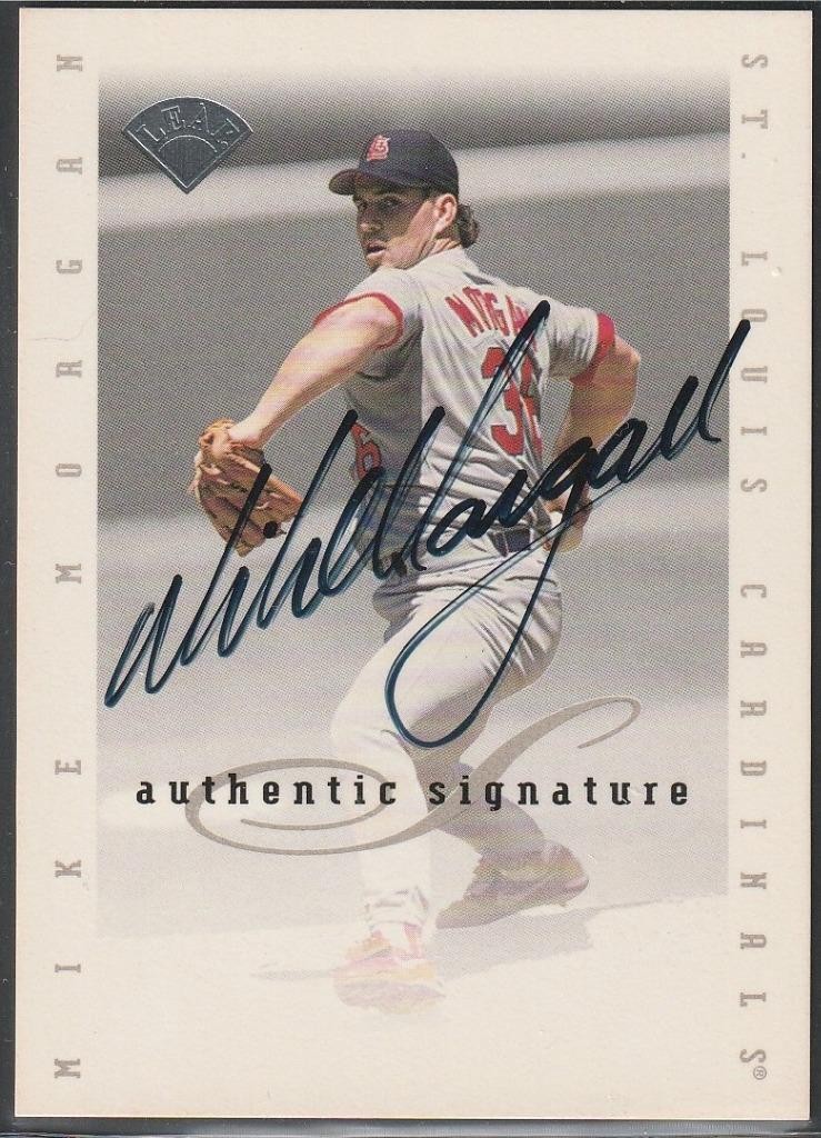 215,1996 Leaf Signature, Original Autograph of Mike Morgan, Cardinals