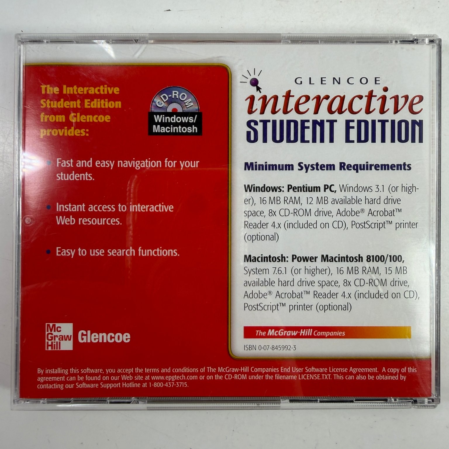 Glencoe Interactive Student Edition Literature Course 3 CD-ROM Windows Mac