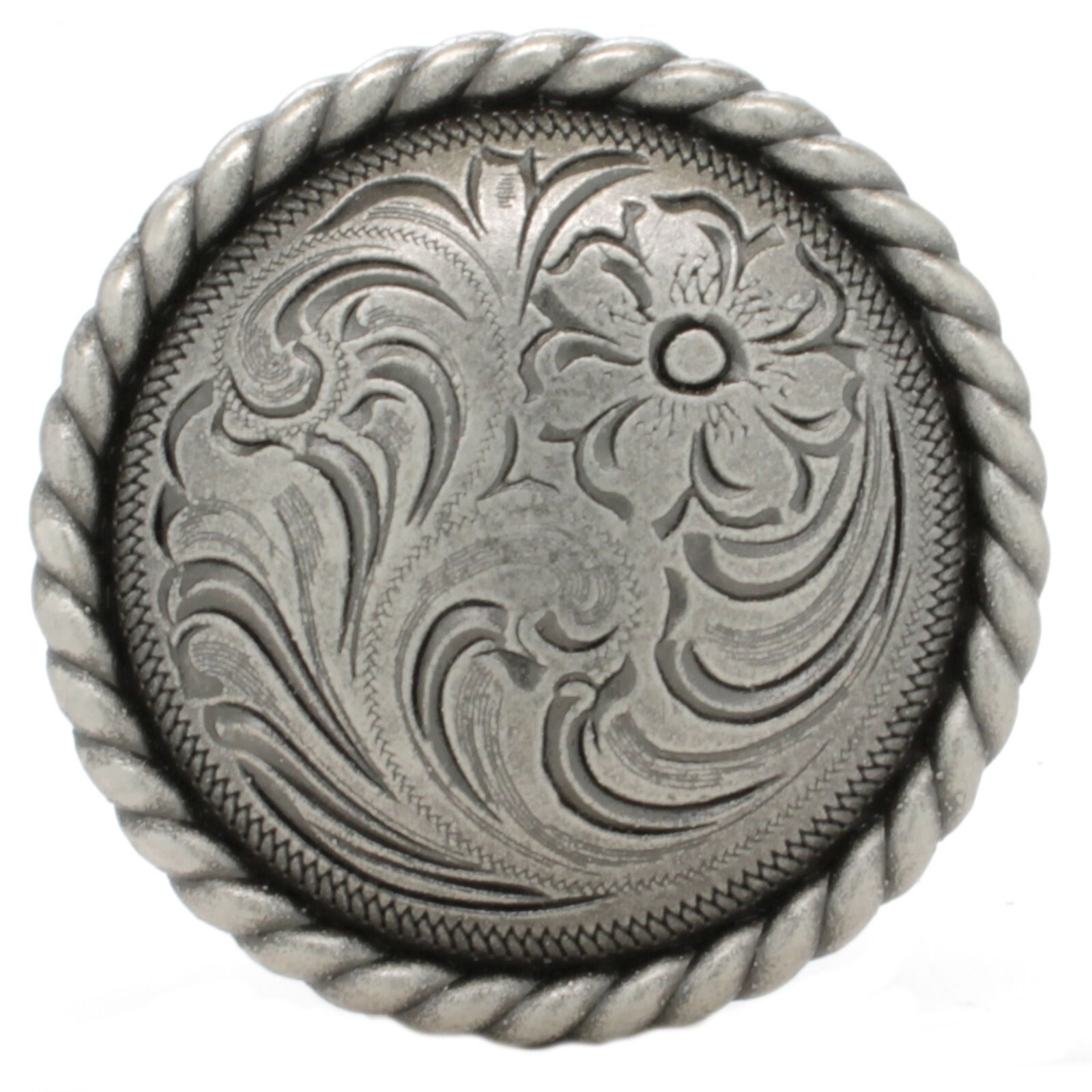 Rose Flower Antique Silver Rope Edge Screwback Concho 1.5" 1787AN