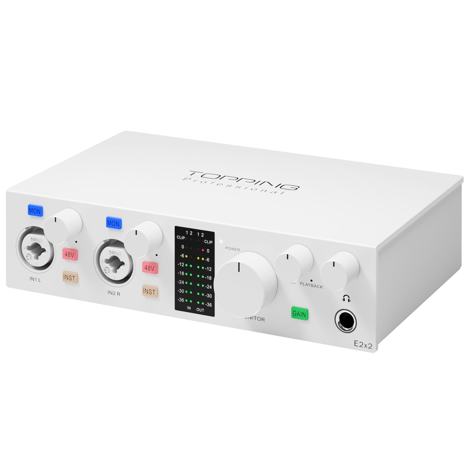 TOPPING E2X2 USB Audio Interface - High-Performance Mixer & Recording White