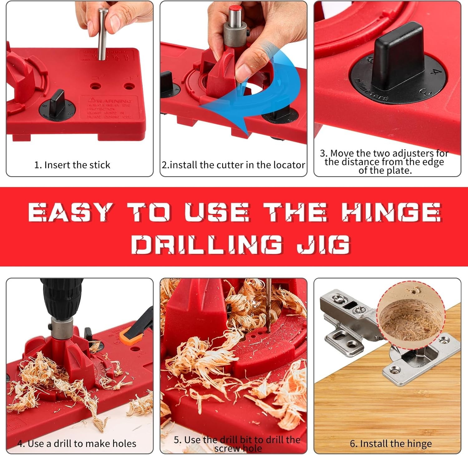 Lightweight 35mm Hinge Drilling Tool with Adjustable Features for Precision Cuts