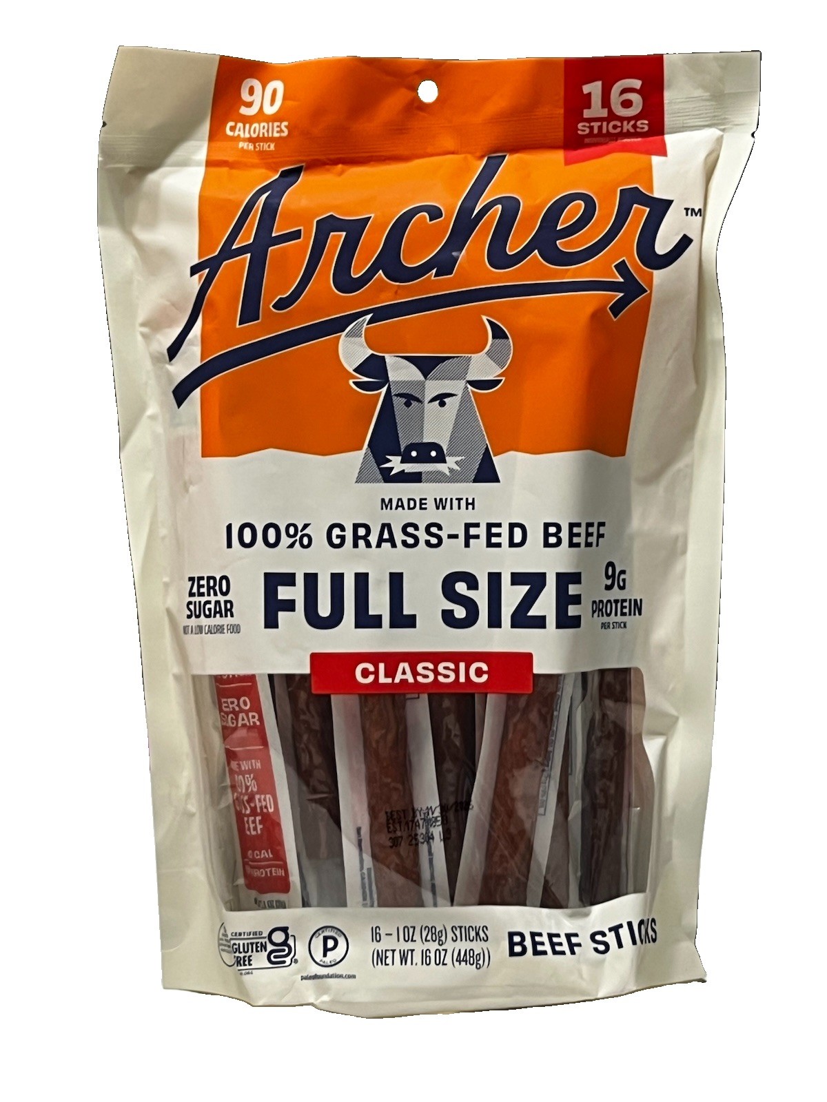 Country Archer Grass-Fed Beef Stick Full Size Classic 16 - 1 oz. Sticks