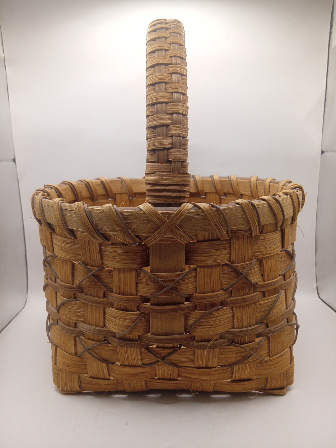 Square Woven Basket Natural Handle Home Decor Storage Country Rustic