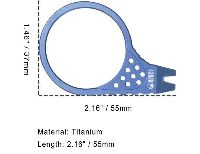 Kubey Pry Tool Blue With Finger Ring Titanium Construction Durable Lightweight