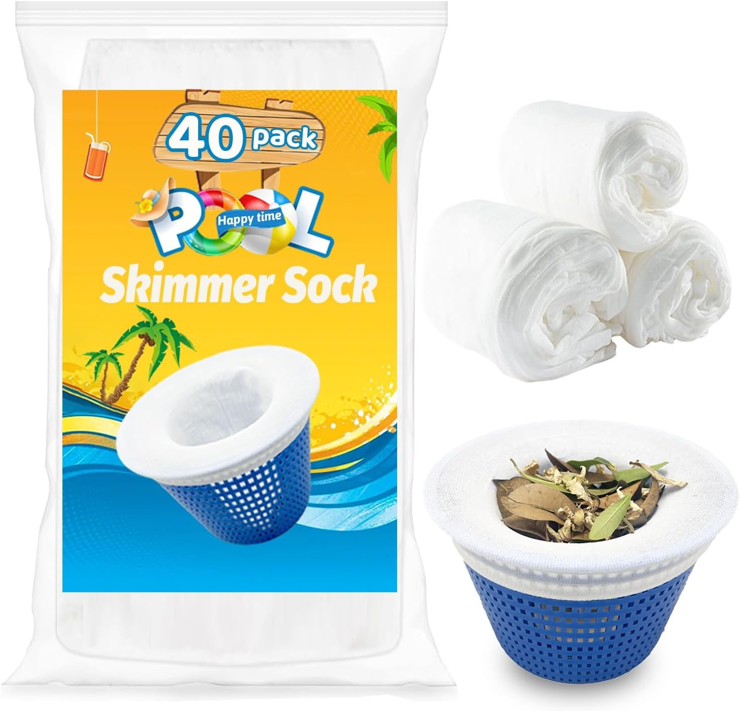 Pool Skimmer Socks, 40 Pack Fliter Socks Swimming 40