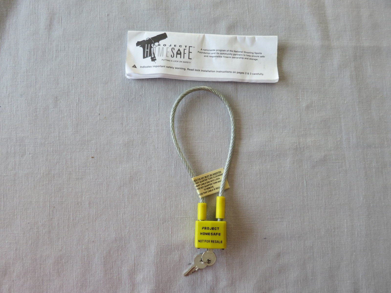Project HomeSafe Gun Lock With Cable Padlock and Two (2) Keys, New