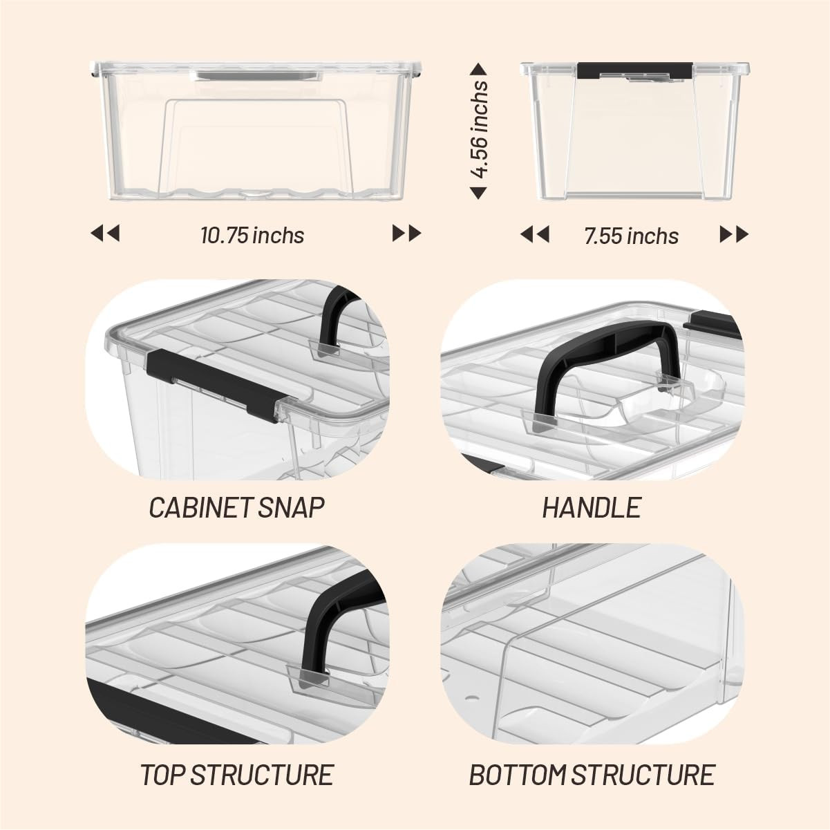 Stackable 9-Pack Clear Plastic Storage Bins with Lids - 6 Quart Containers