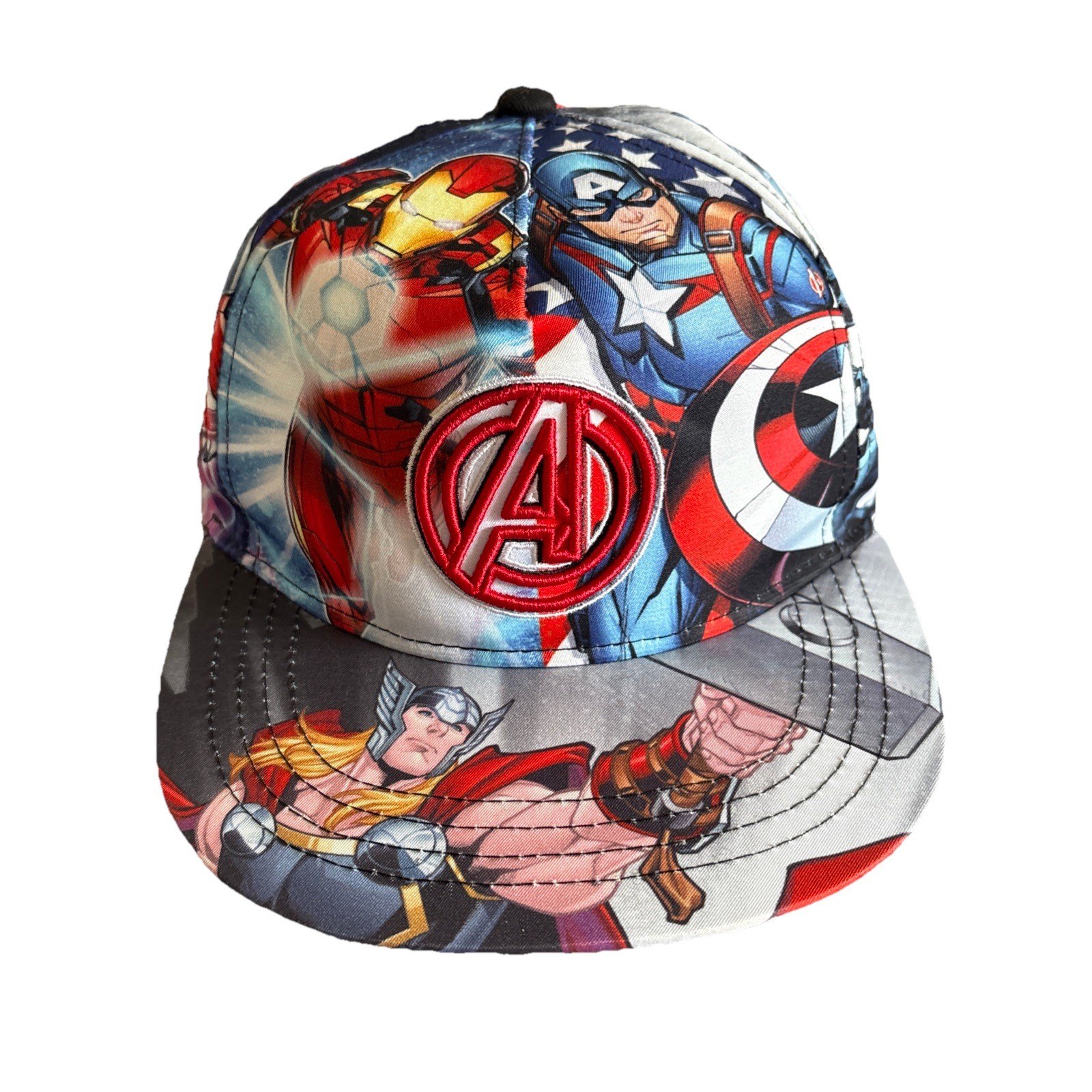 The Avengers Baseball Hat Marvel Comics Snapback Cap Black Red One Size