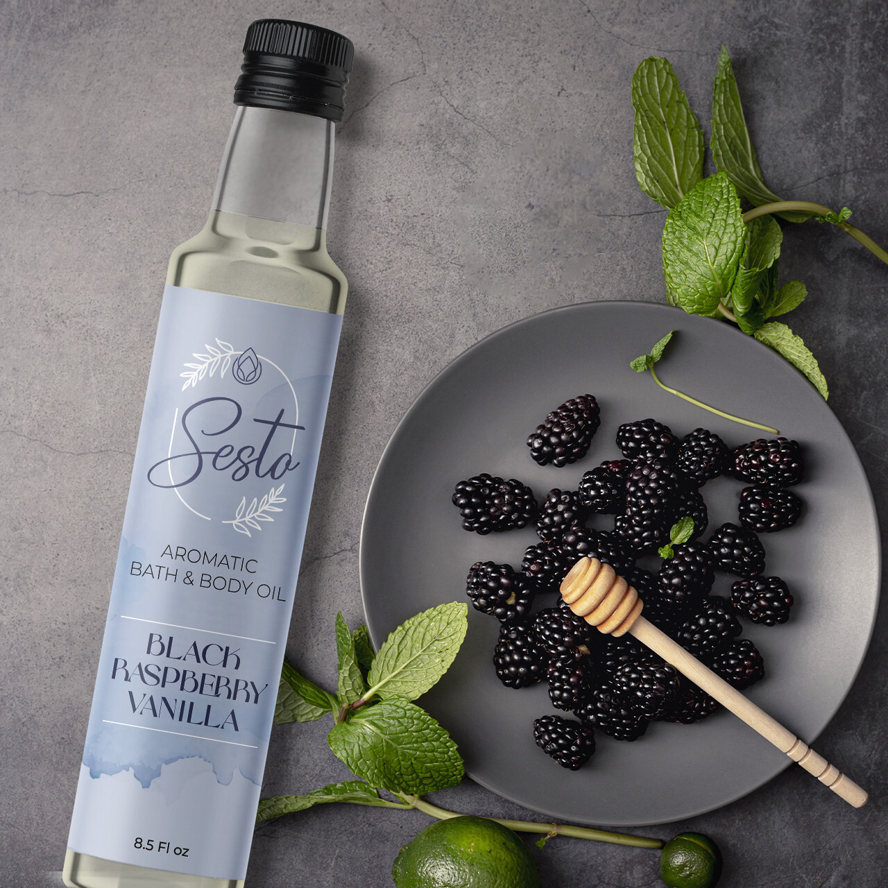 Sesto Aromatic Bath & Massage Oil - Black Raspberry Vanilla - 8.5oz