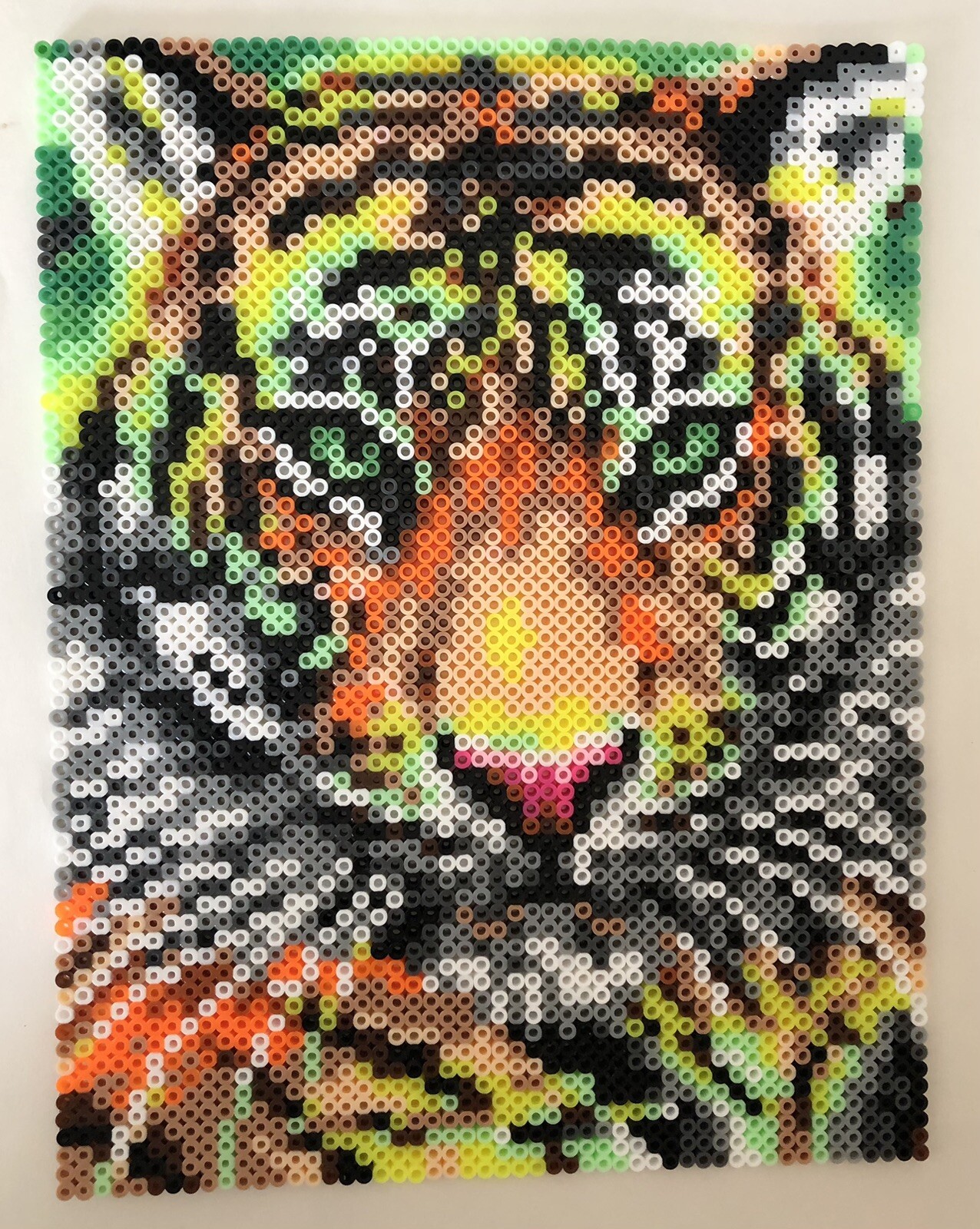 Bengal Tiger Animal Tigers Jungle Cat Cats Perler Bead Art Handmade Fused 13x10"