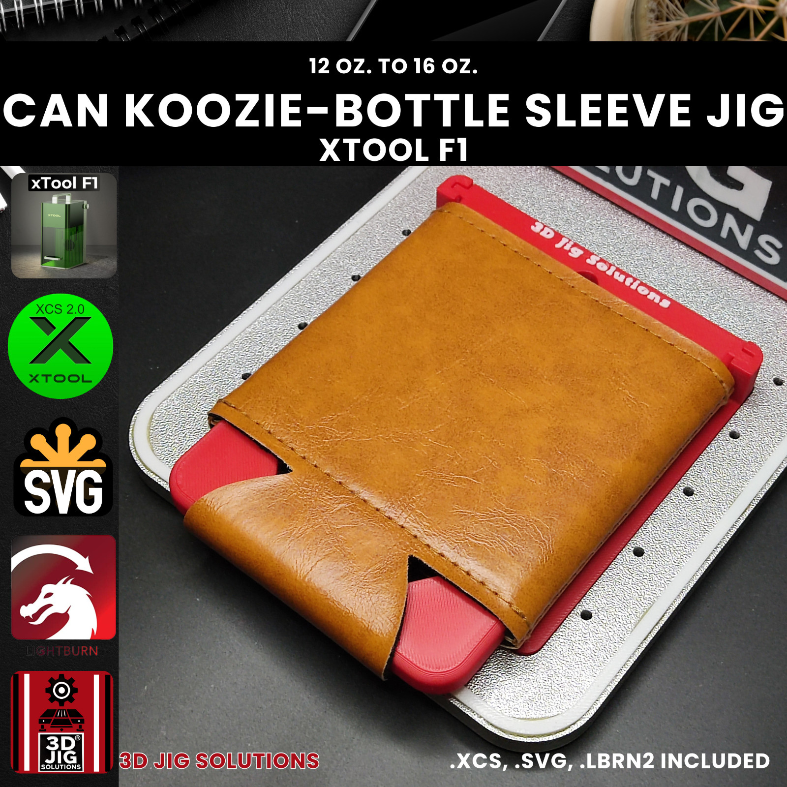 xTool F1 Koozie Jig | Bottle Cooler Laser Engraving Template | Both Sides