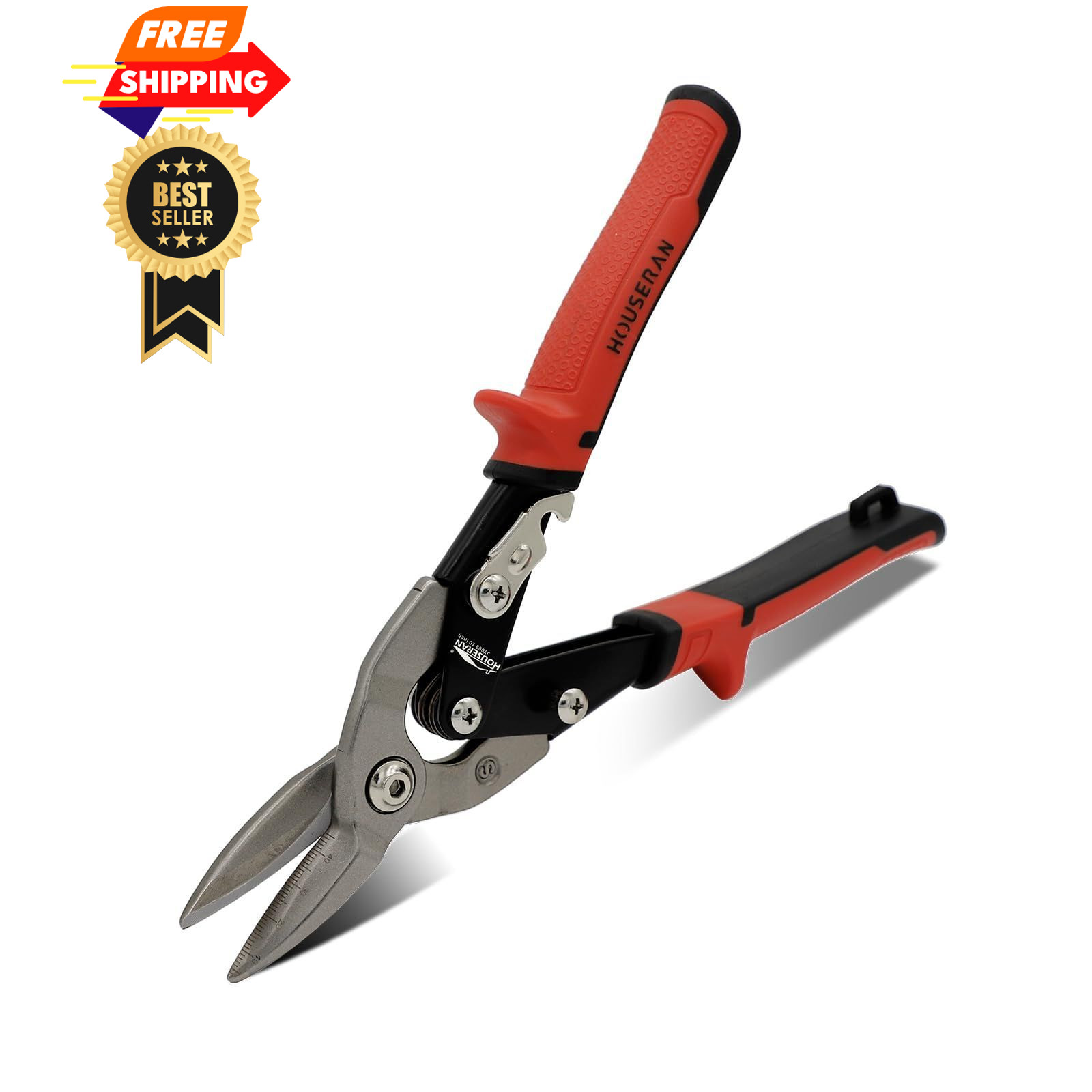 HOUSERAN 10 Inch Aviation Tin Snips, Regular Straight Cut, 10