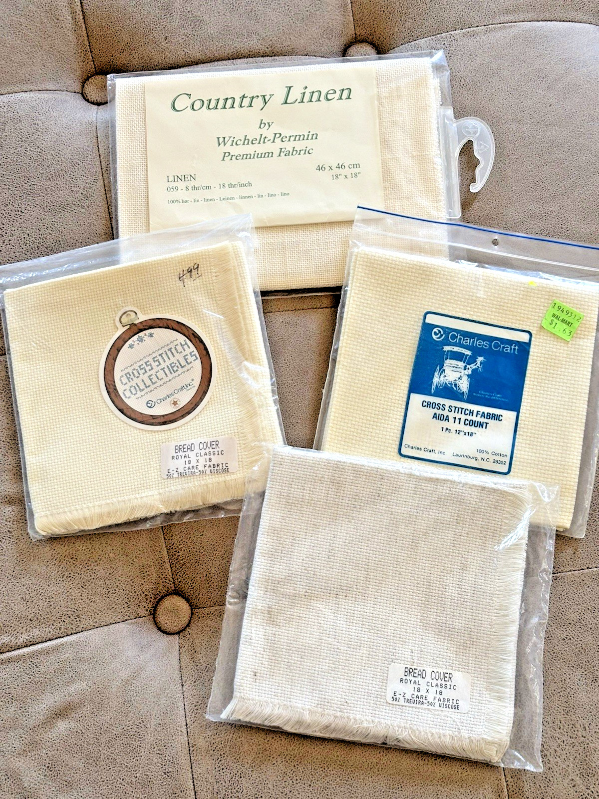 NOS Lot of 4 Counted Cross Stitch Fabric  ~ Charles Craft & Wichelt-Permin