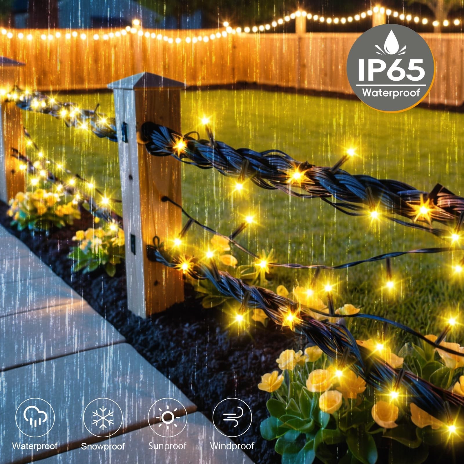 Solar String Lights for Outside, 39.4ft 120LED Outdoor Solar String Lights 8 ...