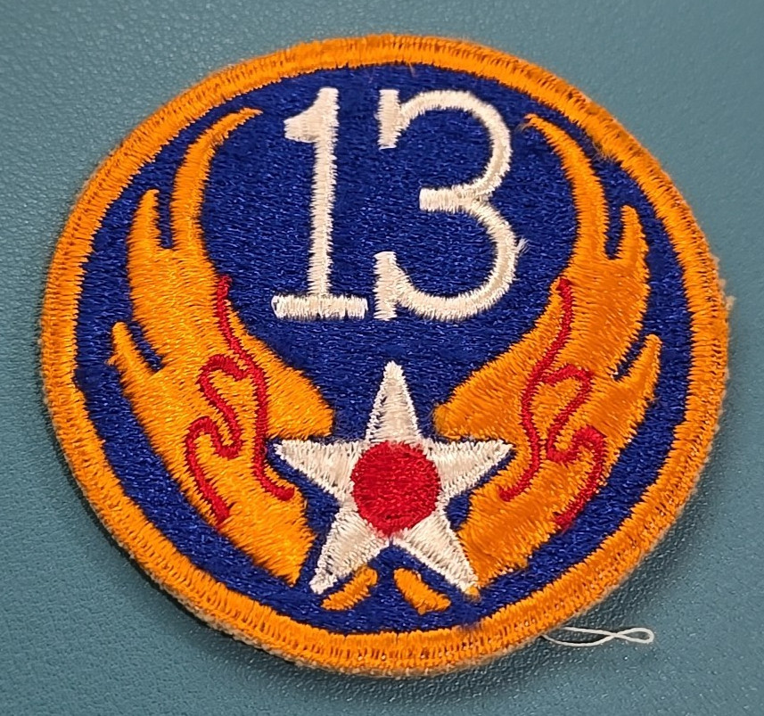 Army 13th Air Corps Patch-Cut Edge-Snow Back-Vintage WW-II*