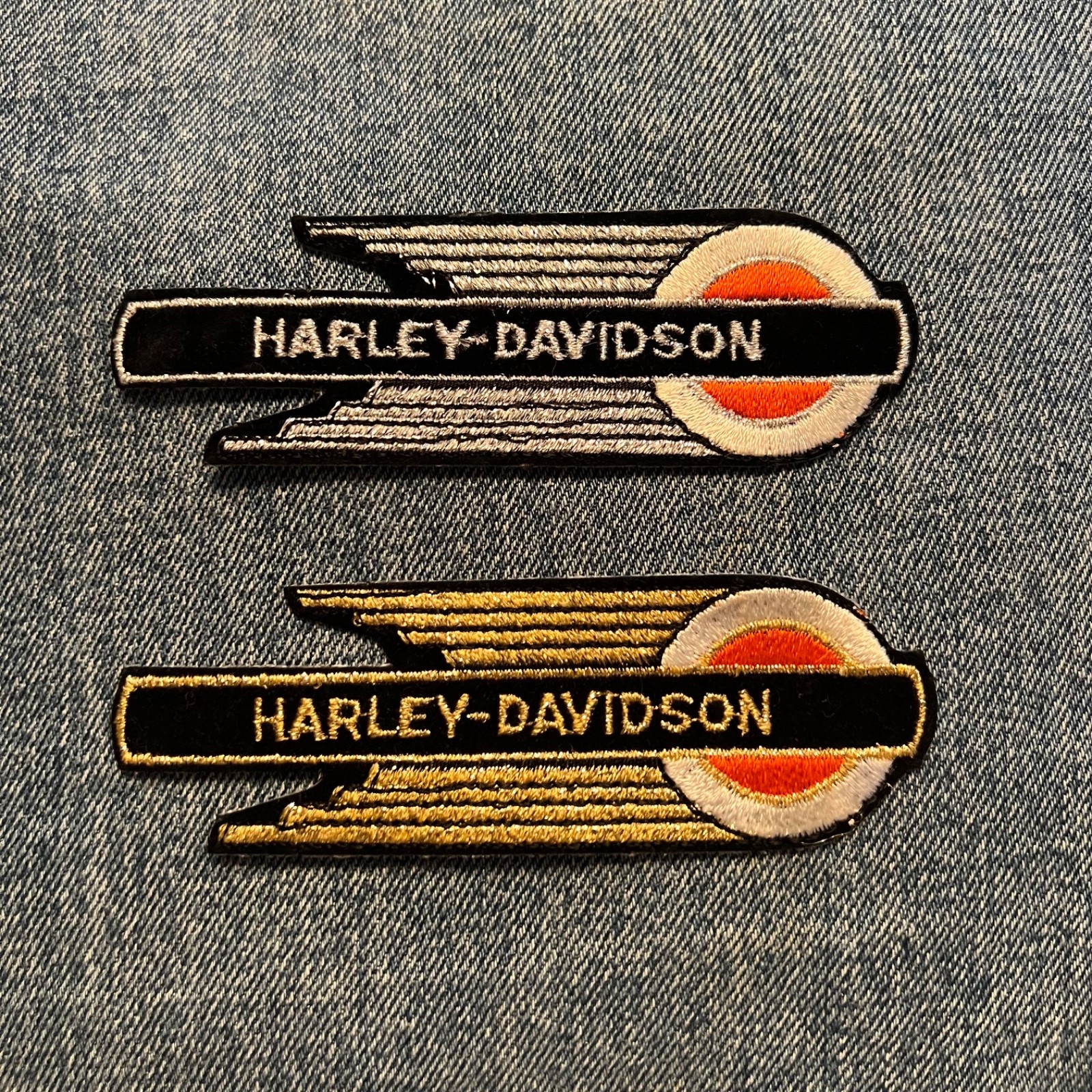 Set of 2 Harley-Davidson 1 Silver and1 Gold Speedball Fireball Patch 1980s 1990s