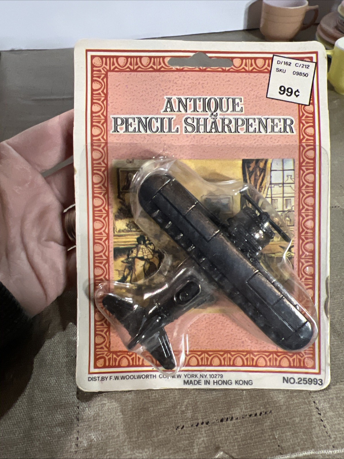 NEW SEALED NOS Antique Pencil Sharpener Aircraft Plane Metal Vintage