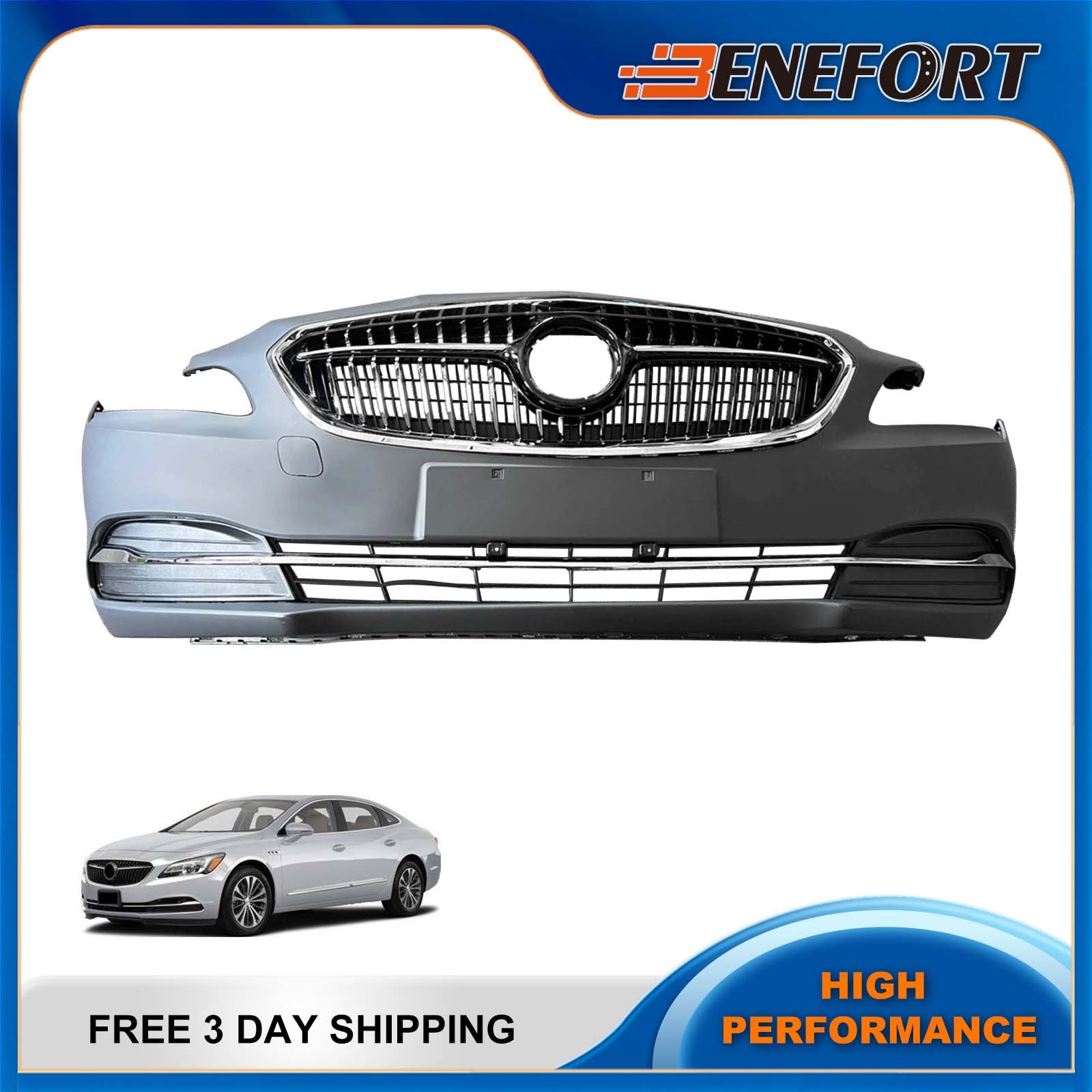 New Complete Front Bumper Grille Set For 2017 2018 2019 2020 Buick Lacrosse