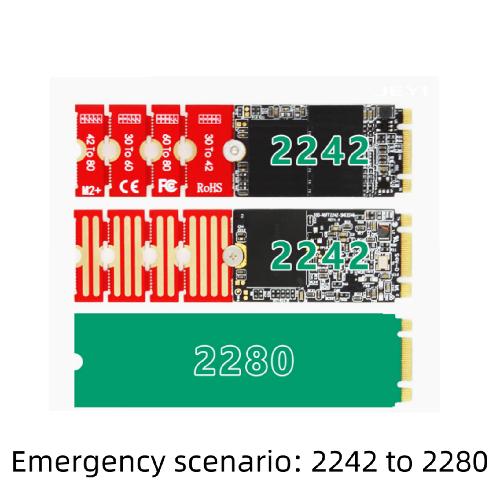 M.2 NGFF NVMe SSD 2230 2242 2260 to 2280 Length Extension Adapter Bracket