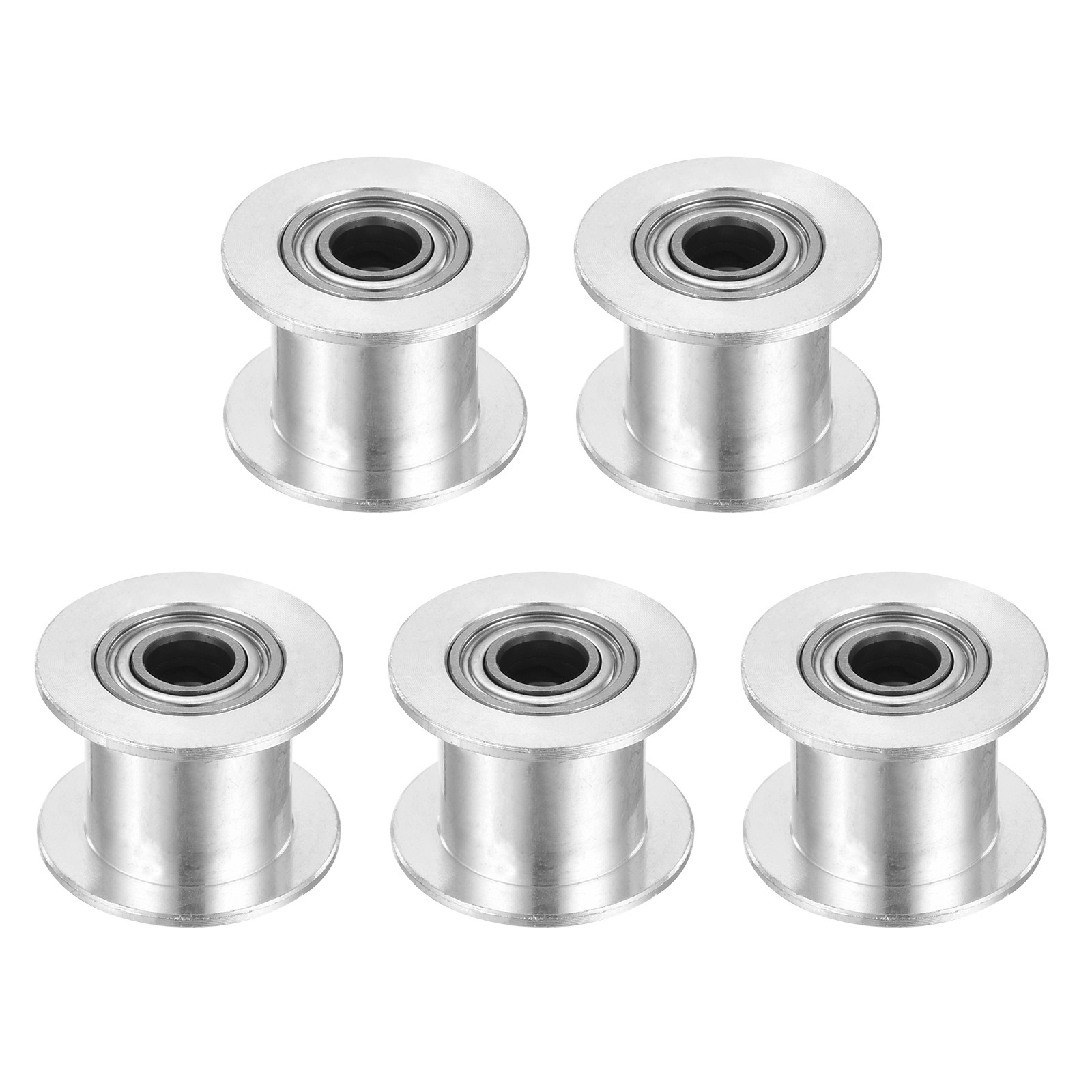 5 Pcs 2GT Idler Pulley Toothless 5mm Bore for 10mm Belt Silver