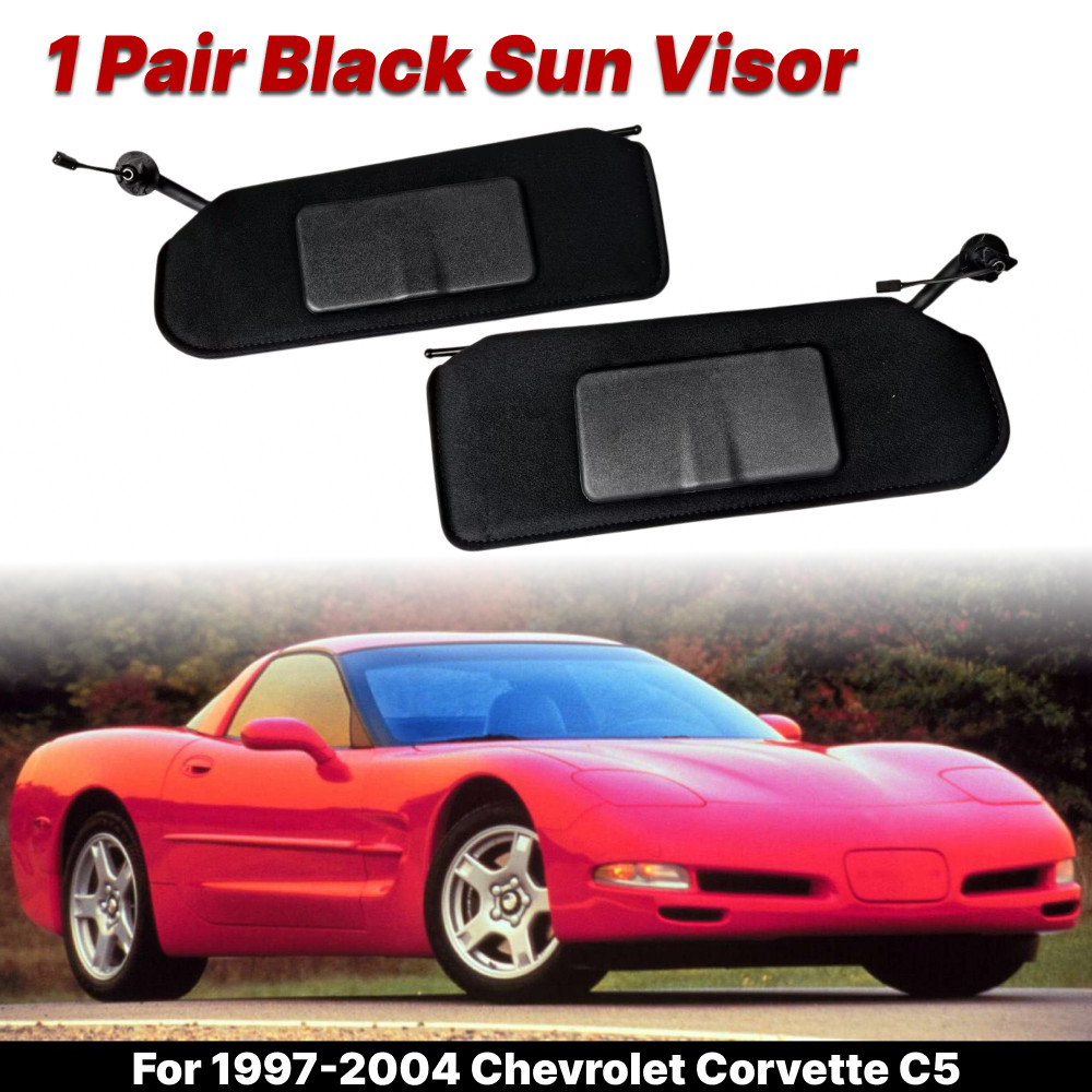 NEW Pair Black Sun Visor Sunshade For 1997-2004 Chevrolet Corvette C5 10442034