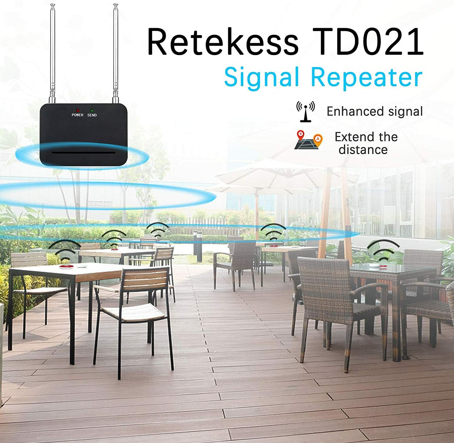 TD021 Wireless Repeater Signal Amplifier Extender for Restaurant Calling System