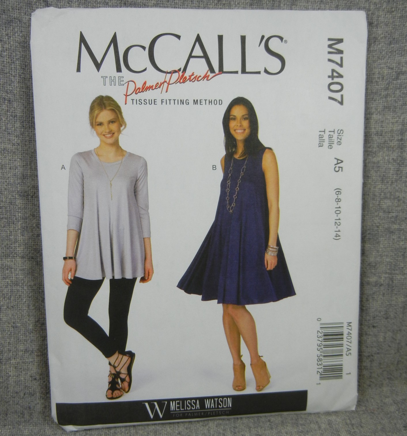 McCalls 7407 Misses Top Dress Palmer Pletsch pullover round neck size 6-14 Uncut