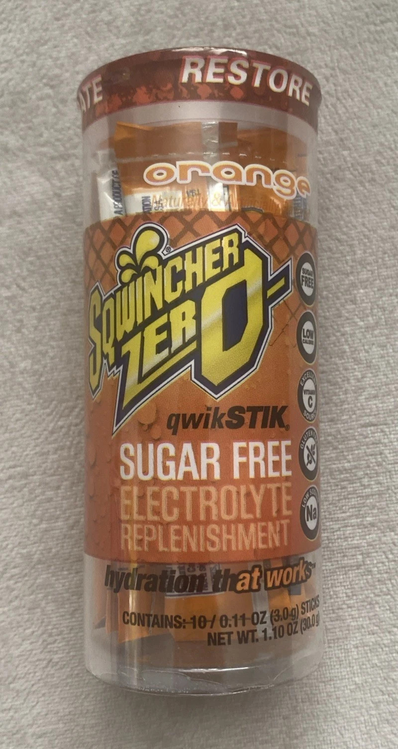 Sqwincher Zero Electrolyte Replenishment, Orange 10 QwikStiks! Brand NEW!