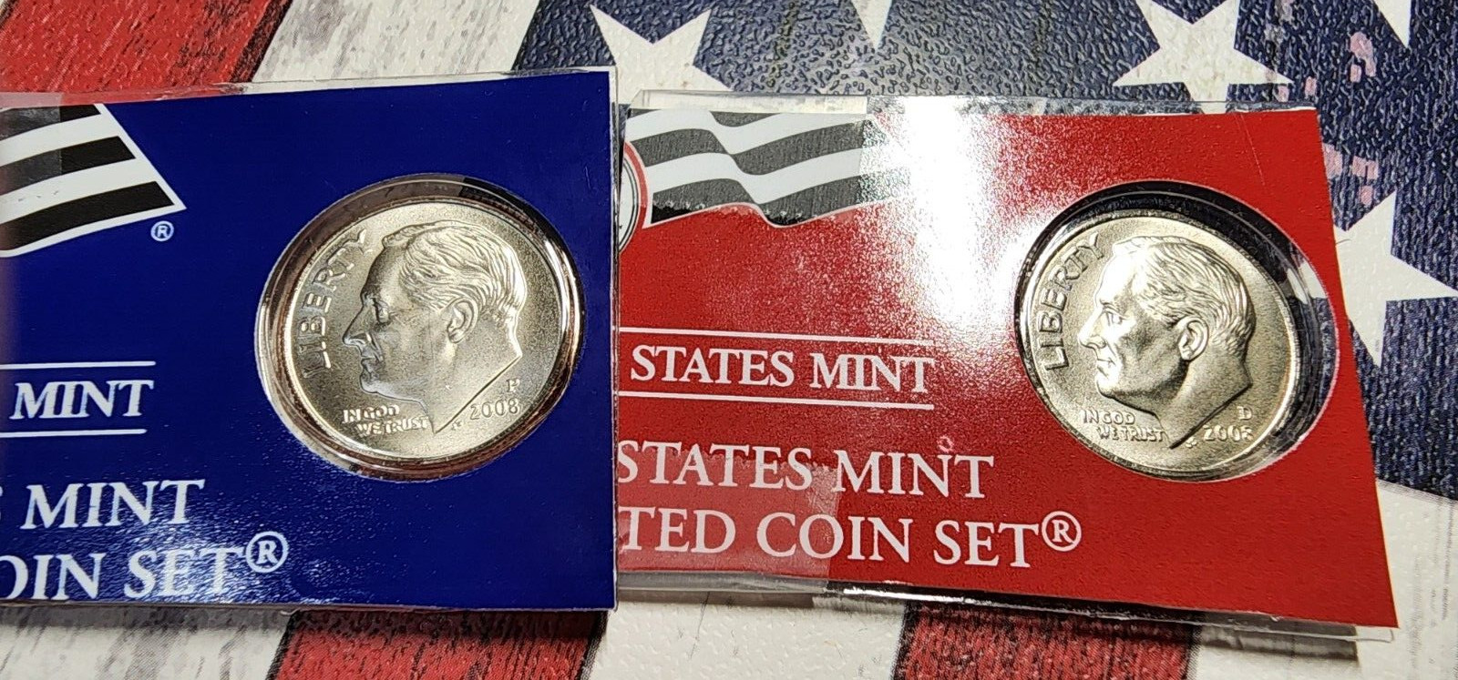 2008 P/D  ROOSEVELT DIMES -SATIN FINISH IN SEALED MINT PLASTIC **FREE SHIPPING**