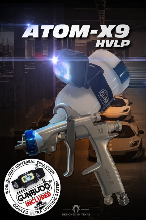 ATOM X9 HVLP Auto Paint Air Spray Gun Car Paint 1.2 1.3 Tip Kit w/ FREE Gunbudd!