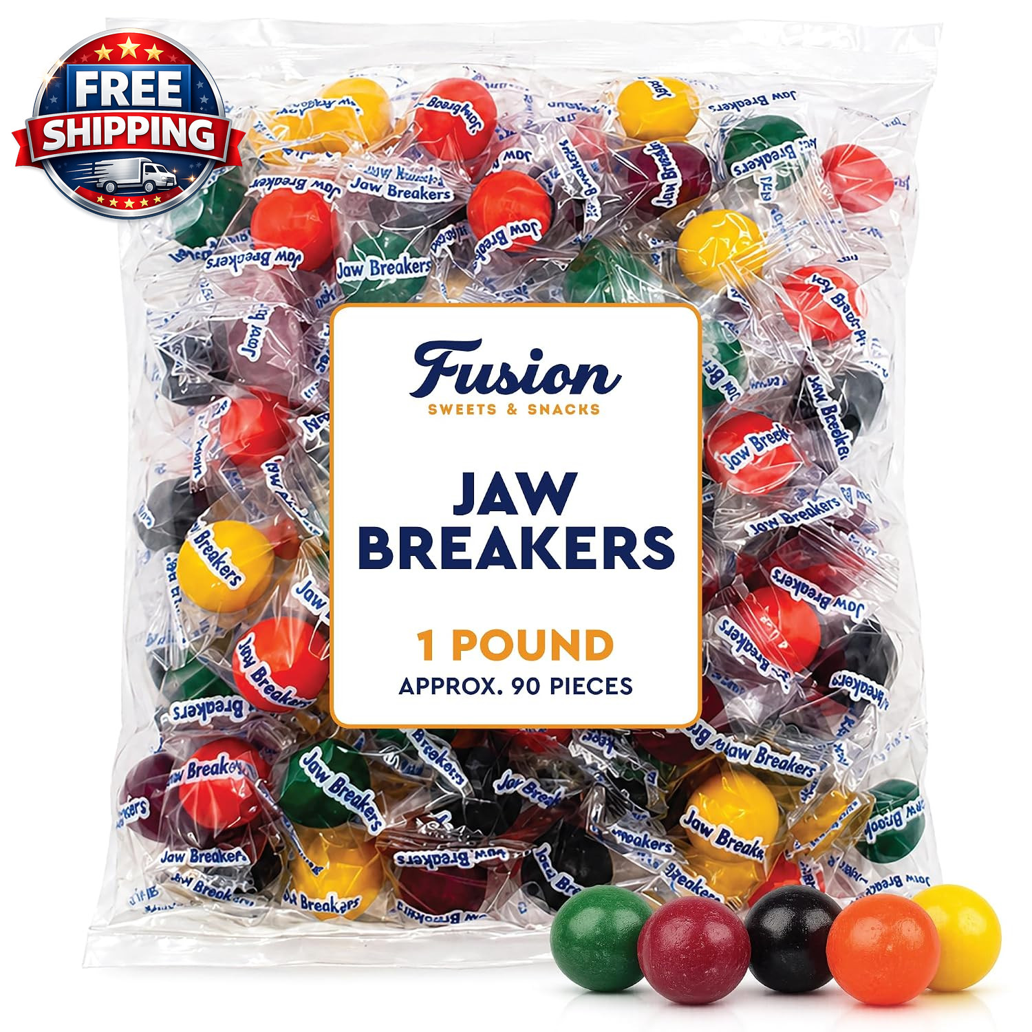 Jawbreakers 1 Pound Bag Individually Wrapped - Large Jaw Breakers Hard Candy Bal