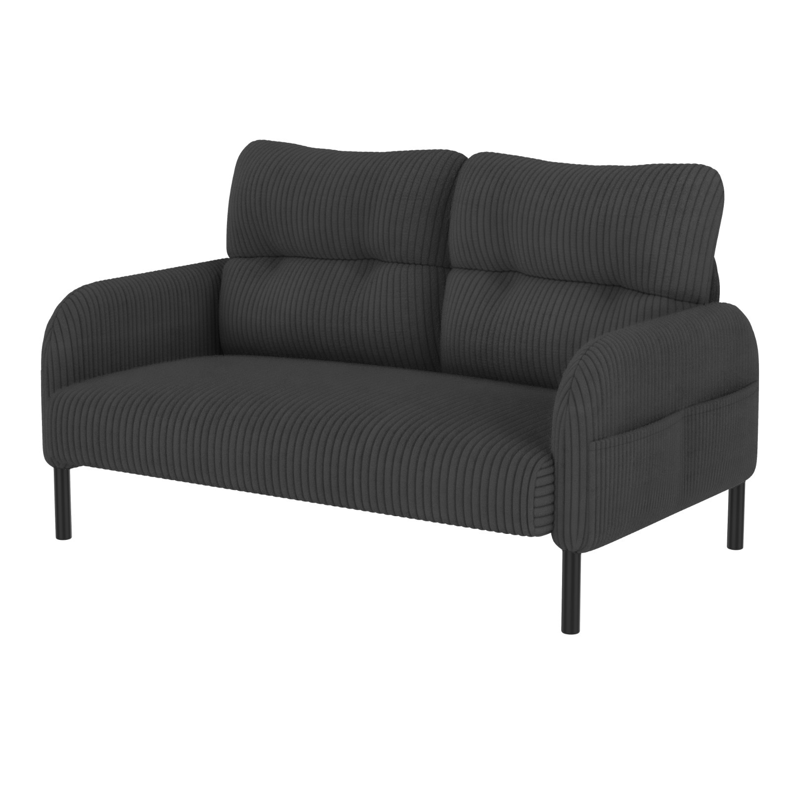 Corduroy Small Couch Loveseat Double Sofa With Side Pockets For Apartment