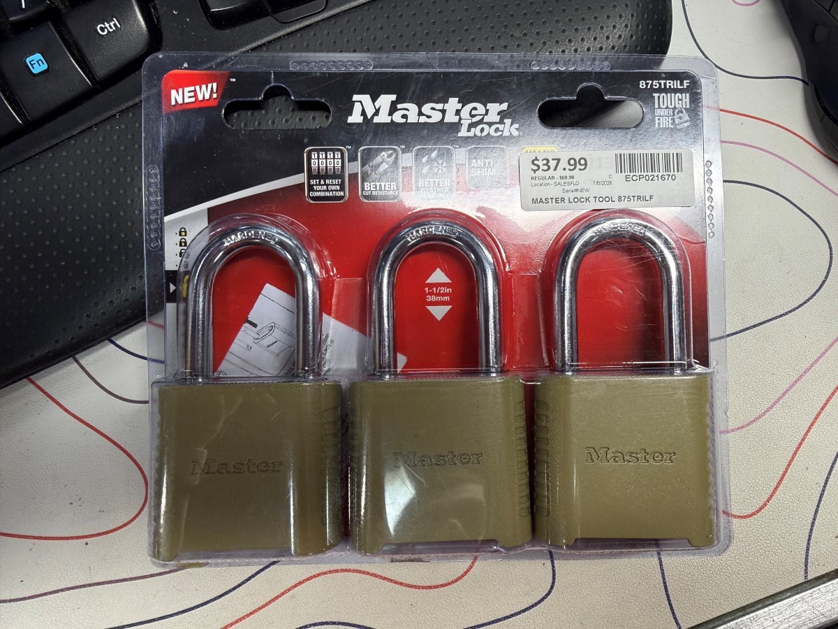 Master Lock 875TRILF Combination Padlocks 3-Pack Hardened Steel Anti (ECP021670)