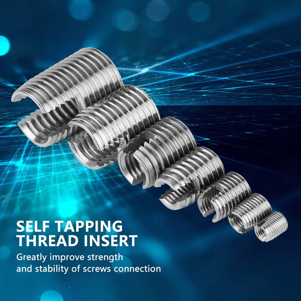 50 PCS Stainless Steel Thread Inserts Set Self Tapping Reinforce Repair Tool