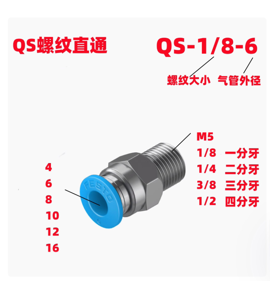 10PC NEW FESTO Gas pipe joint QS thread through QS-1/2-10 #LL