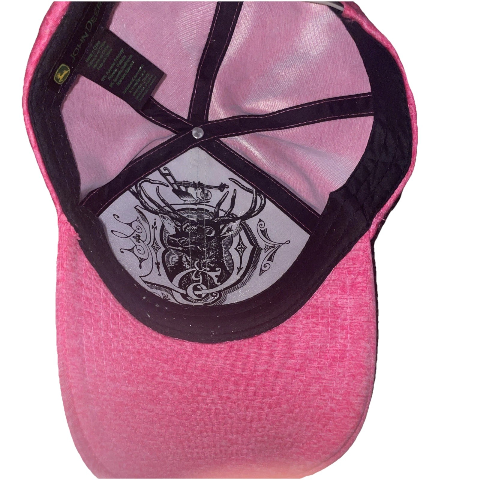 John Deere Pink Heather Baseball Cap Women's Adjustable Snapback Hat w/ Patch