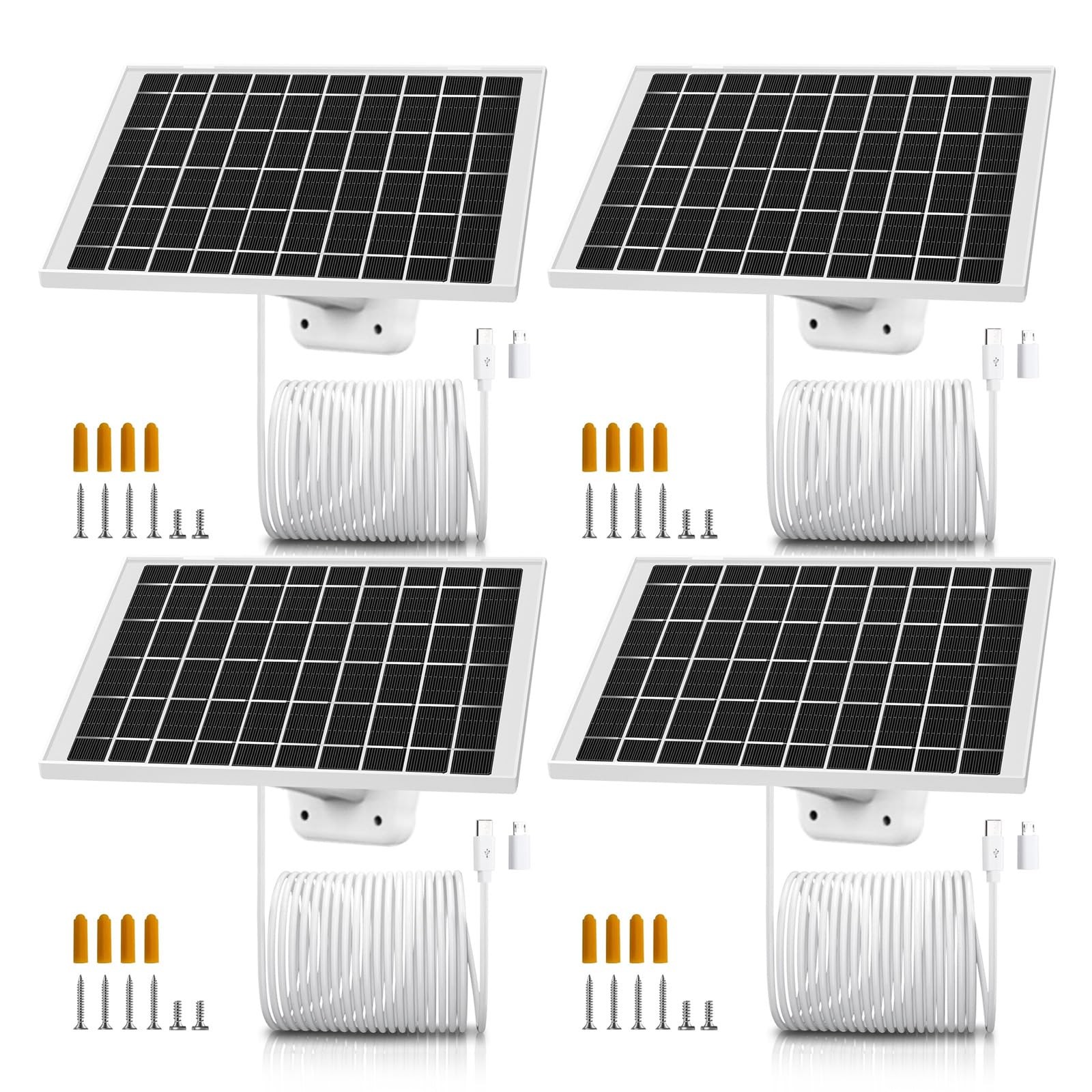 4 Pack 7W Solar Panel Charger for Arlo Essential 2K Outdoor 2nd Gen 3rd, Esse...