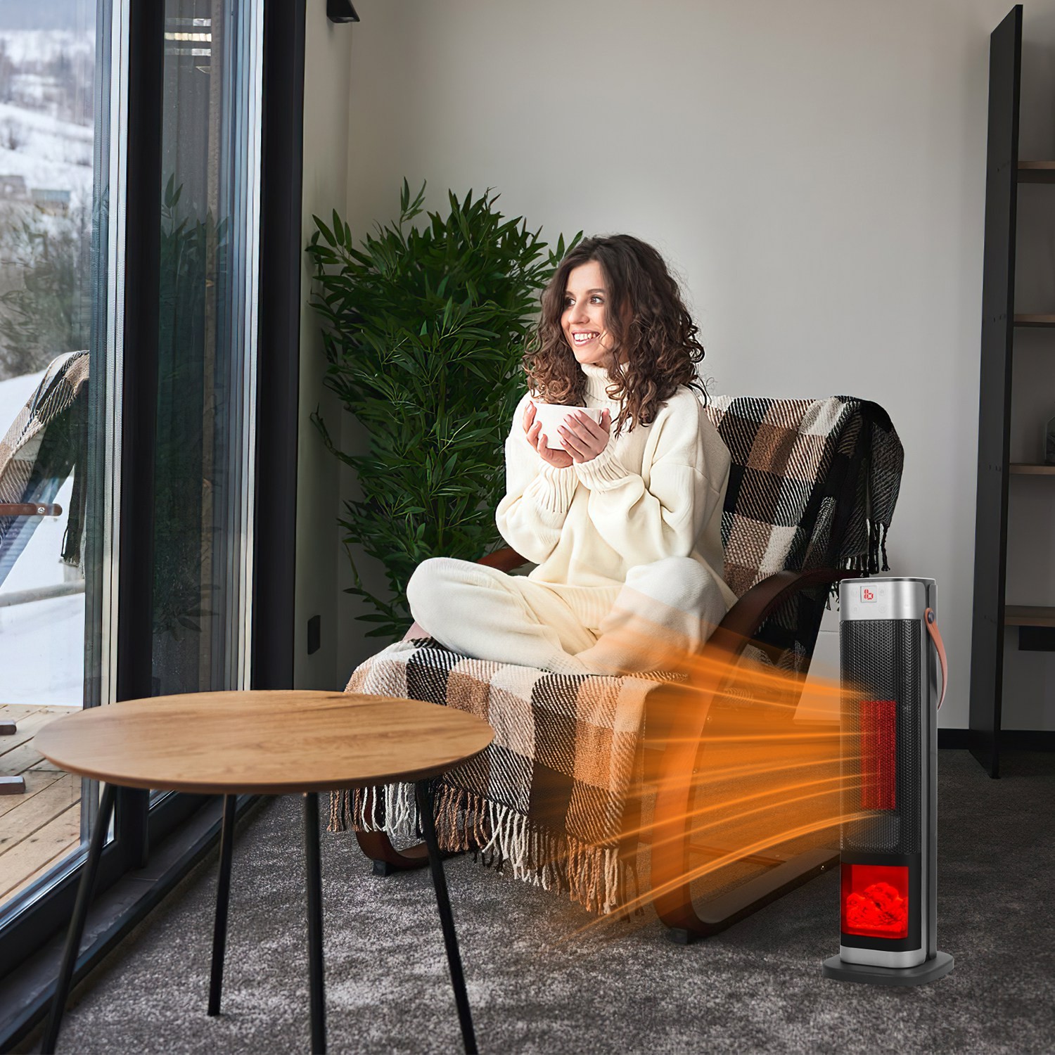 Space Heater 90°Oscillating 1500W Electric Ceramic Tower Heater w/Remote Control