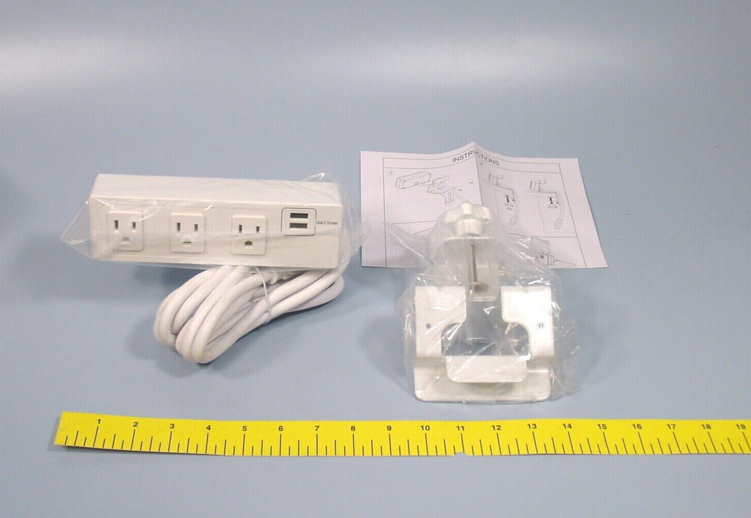 *Symmetry POW-CURRENT-10-WHI Desktop Outlet Power Module/Charger 3 Outlets 2 USB