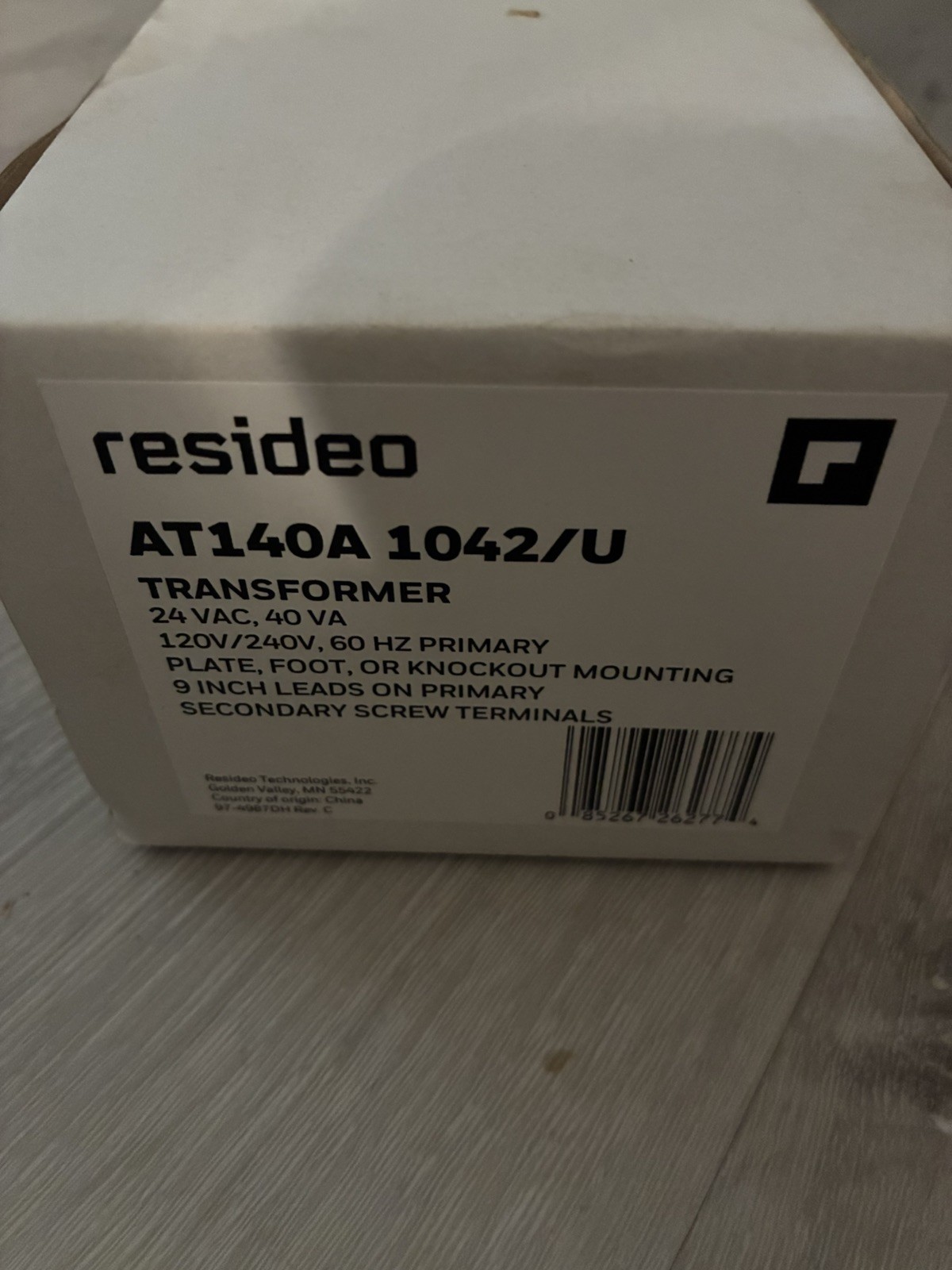 Resideo AT140A 1042 Transformer 24VAC 40VA 9"