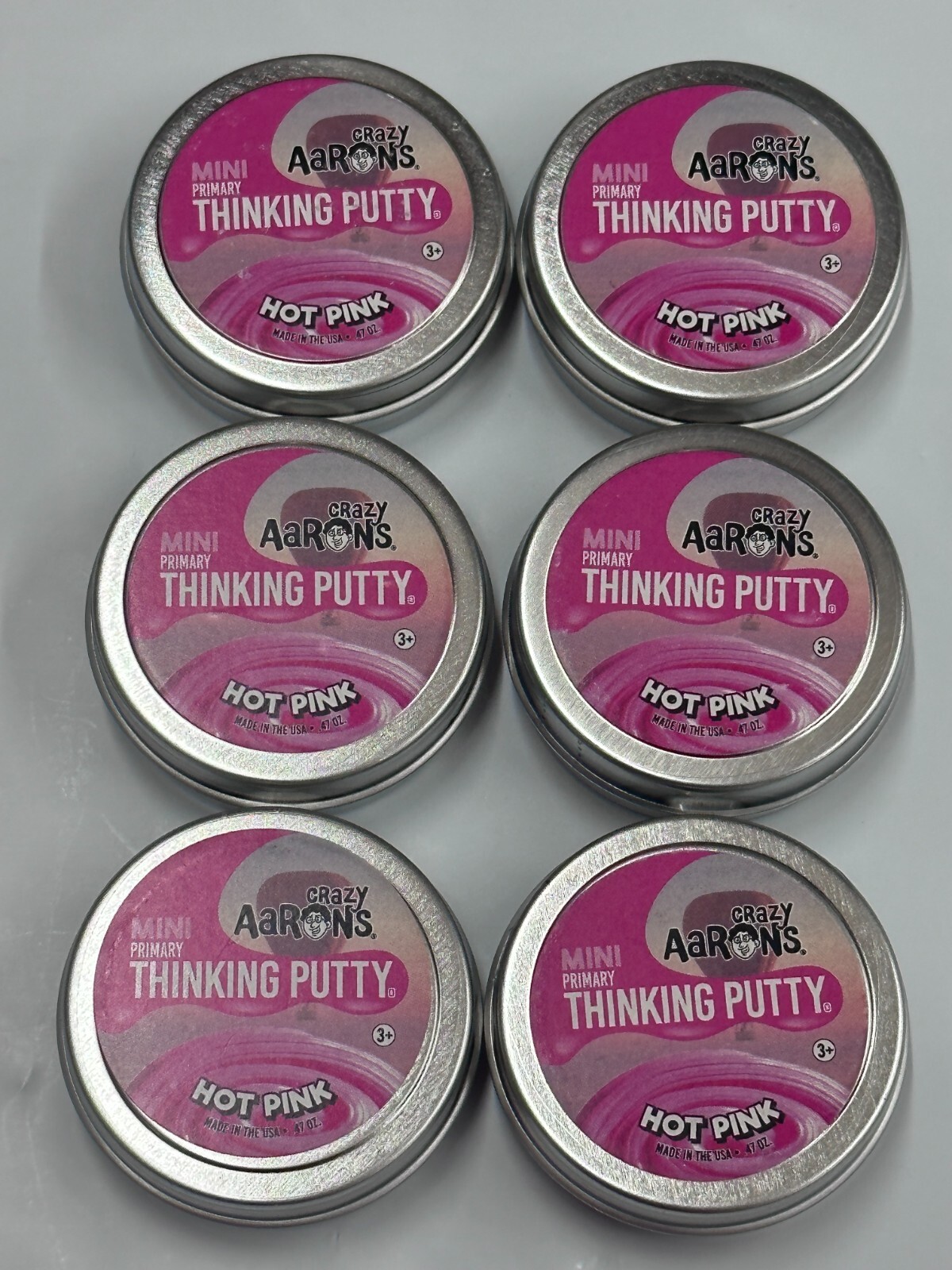 NEW  Gift Set of 6 Crazy Aaron's Putty .47oz Mini Tins HOT PINK silly ( RUST )