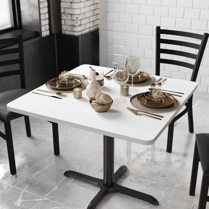36" Square Restaurant Table Top with White or Gray Reversible Laminate Top