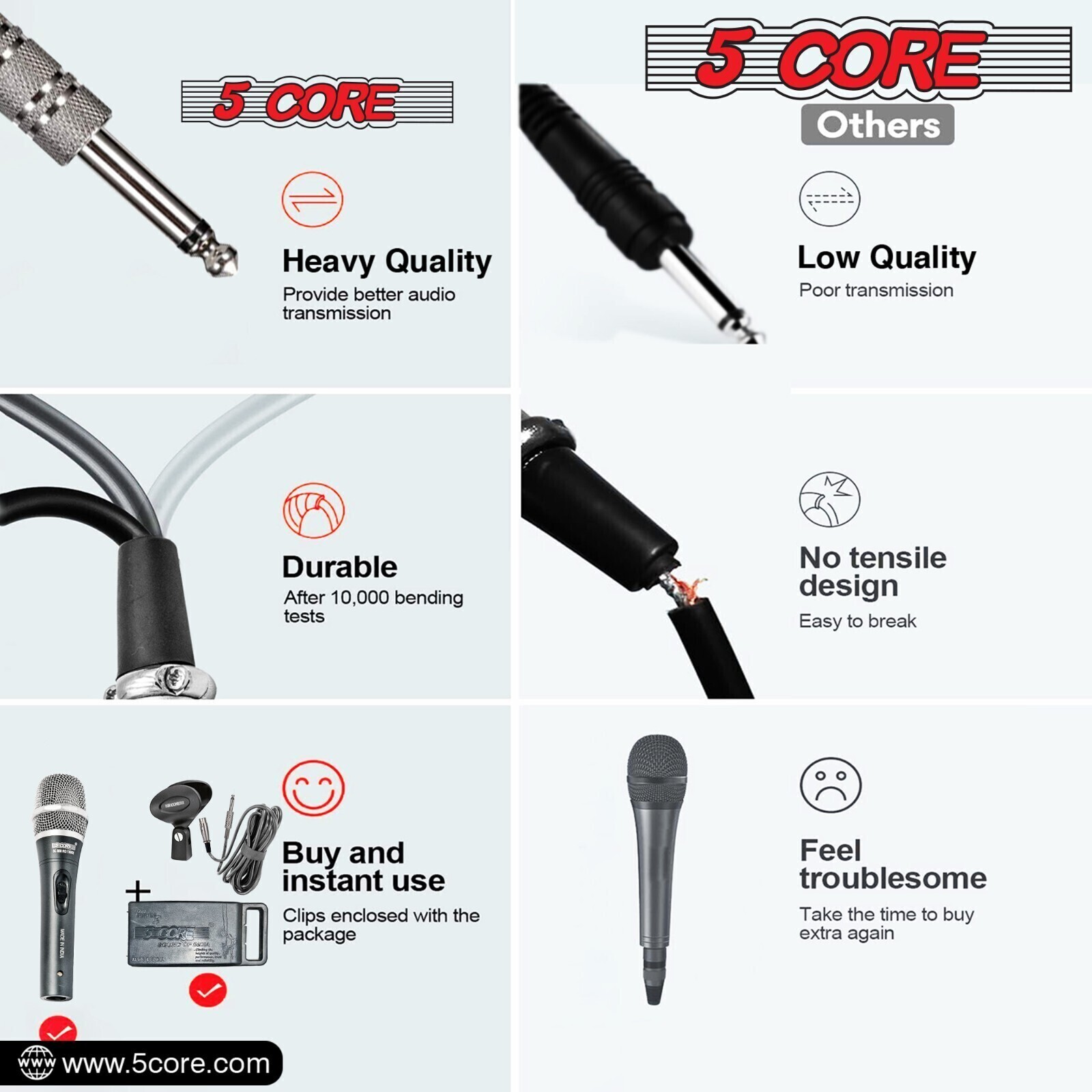 5Core XLR Microphone Dynamic Mic Karaoke Singing Studio Microfono Handheld Mics