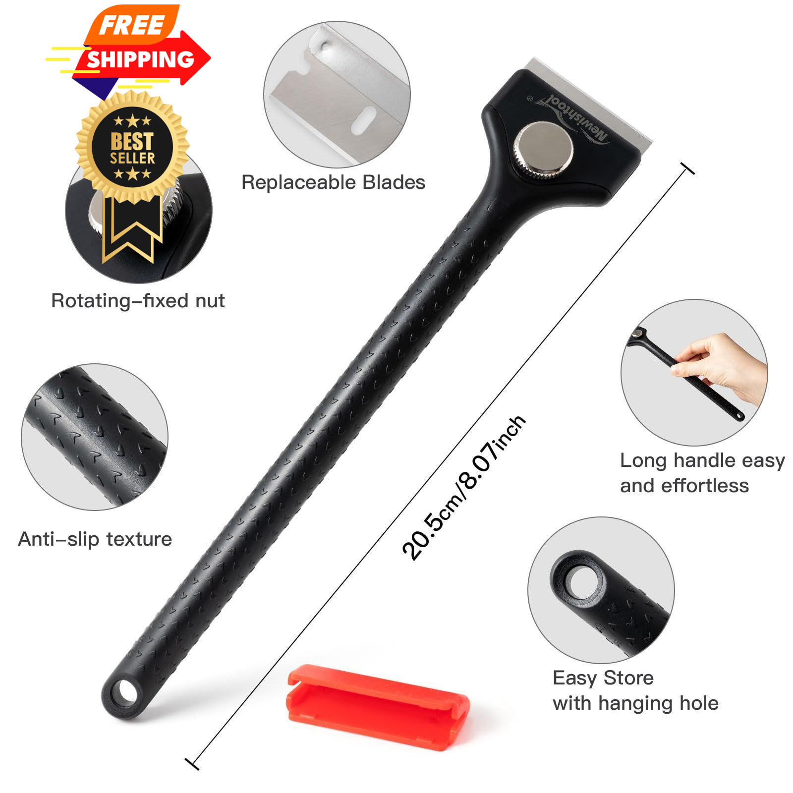 NEWISHTOOL Long Handle Scraper Tool Kit includes 2 Pcs Razor Blade Scraper...