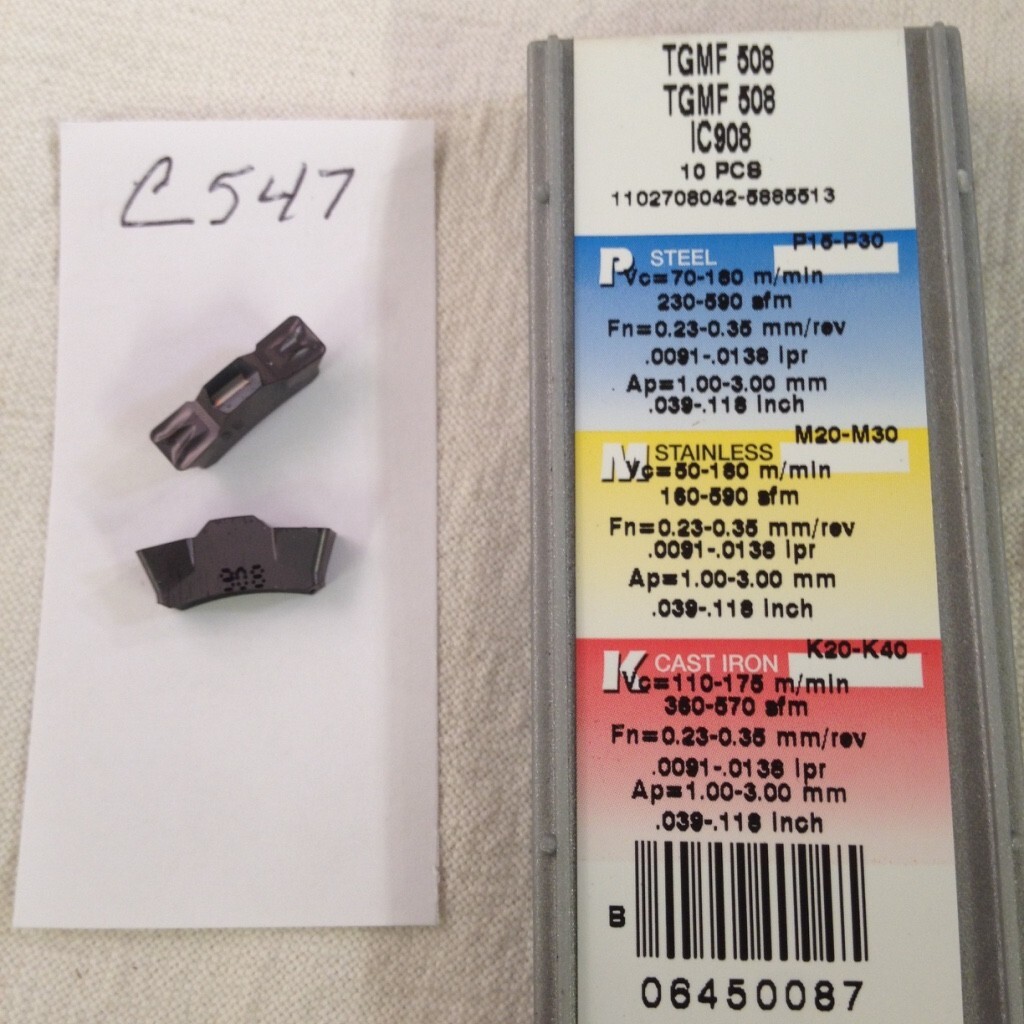 10 NEW ISCAR TGMF 508 CARBIDE INSERTS GRADE IC908 FACTORY PACKED (C547)