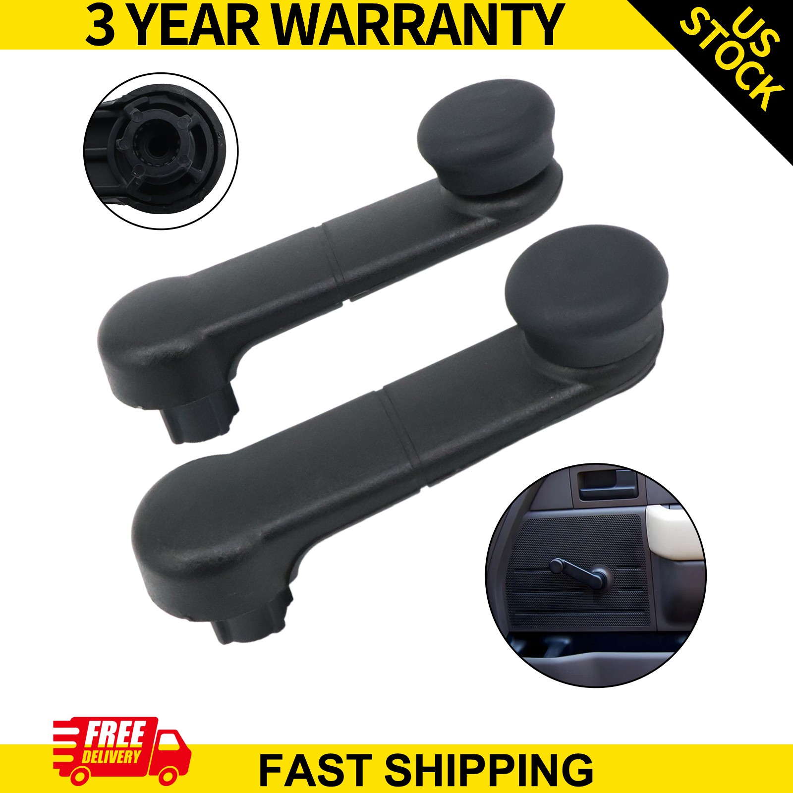 Fit Ford Ranger Windstar Van 2Pcs Black Manual Window Crank Handles Inside Pair