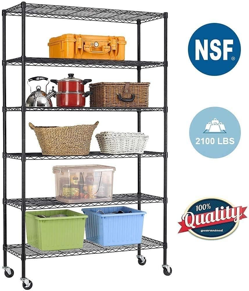 48"L×18"W×82"H Wire Shelving Unit Storage Cart Metal Shelf Rolling Utility Ca...